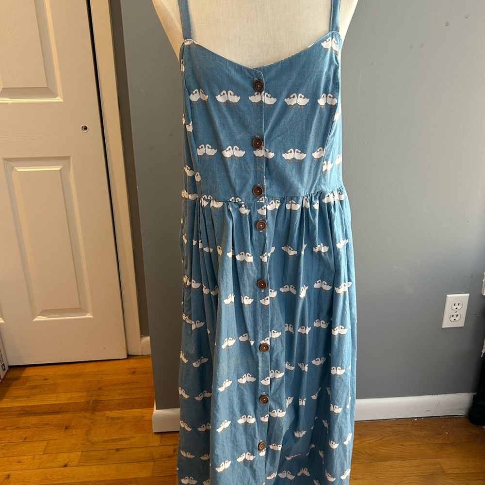 Blue Button-Down Maxi Dress 041